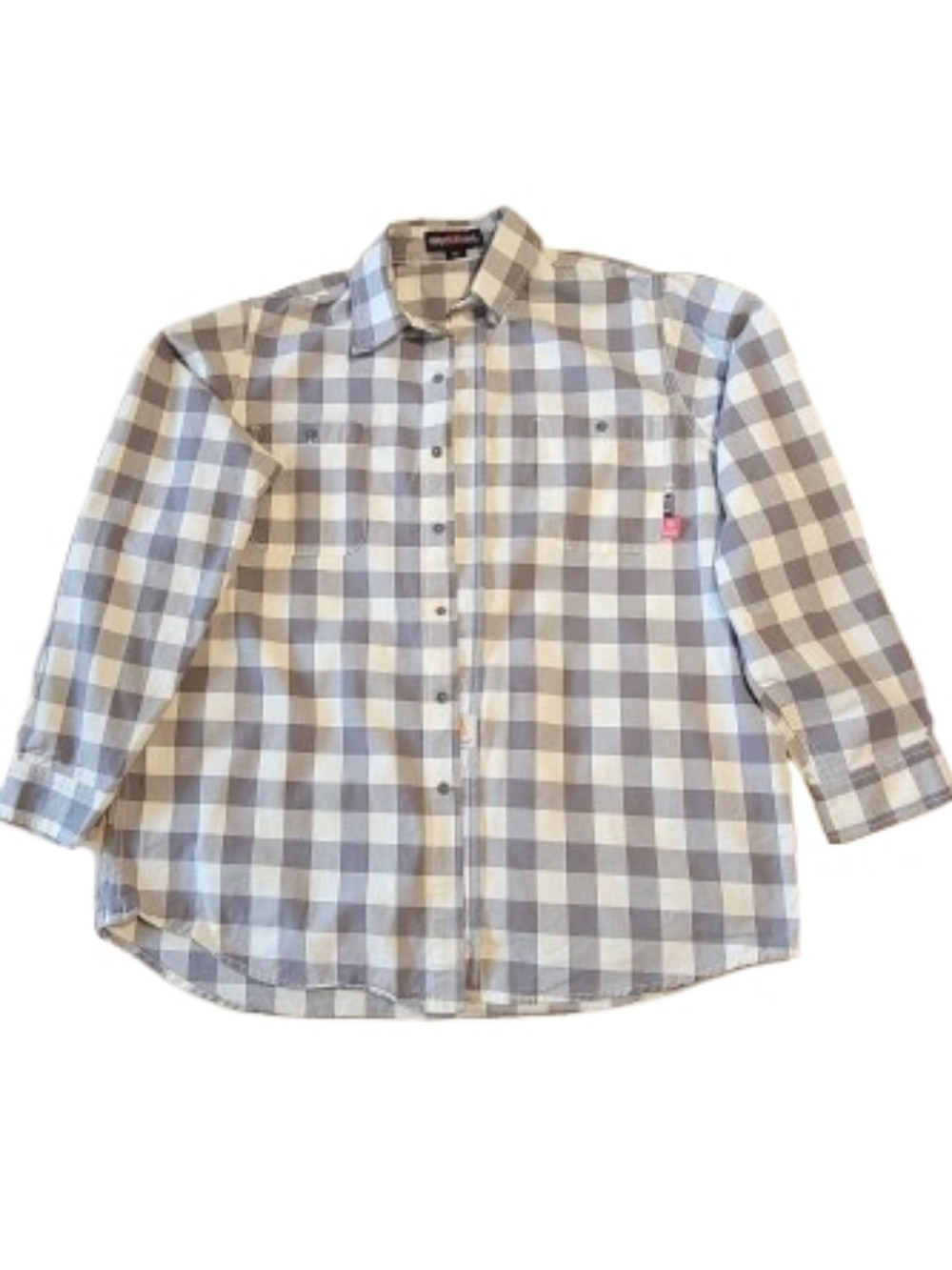 Bocomal FR Fire Resistant Men's Gray and White Checkered Long Sleeve Shirt S: XL - Picture 2 of 11